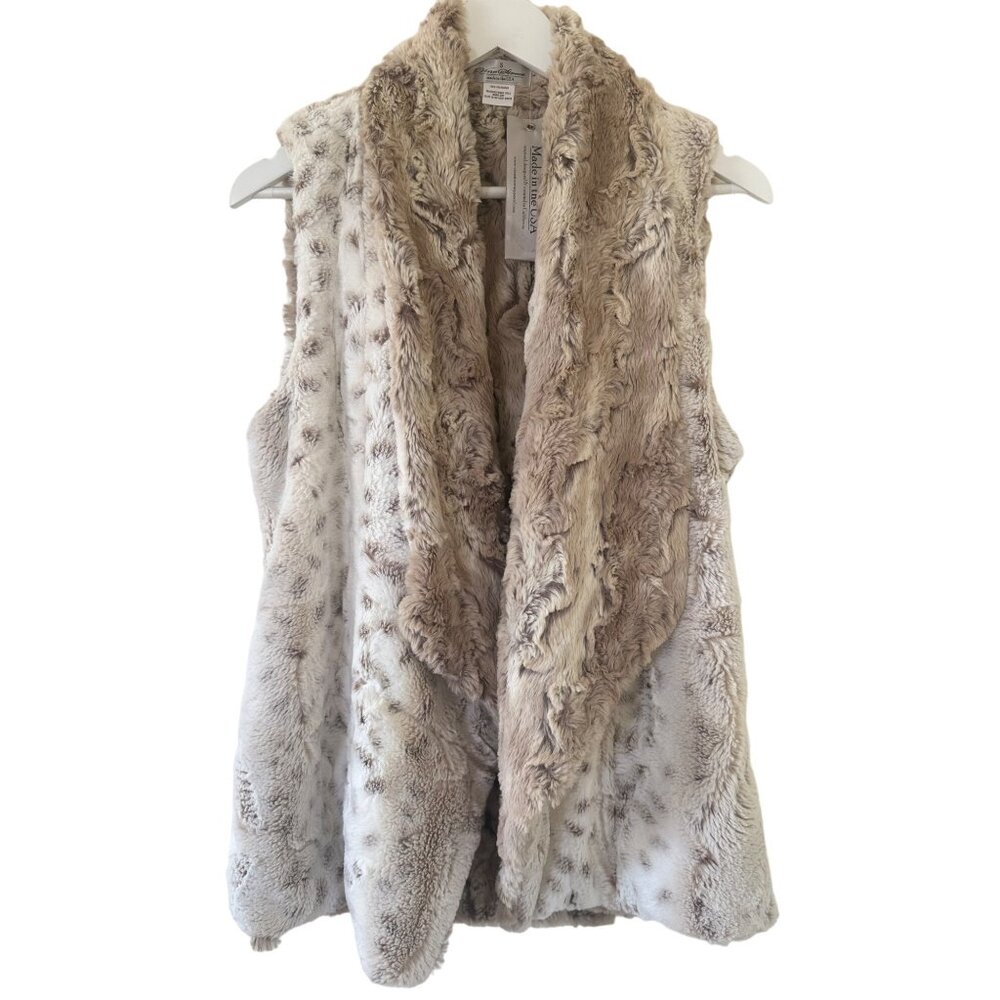Vine Street Faux Fur Vest Gilet Womens Small Beige & Cream
